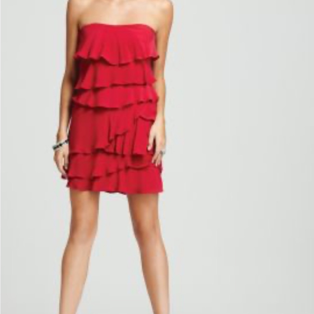 BCBG “Ginger” Strapless Ruffle Dress Floral Print! New with tags!
